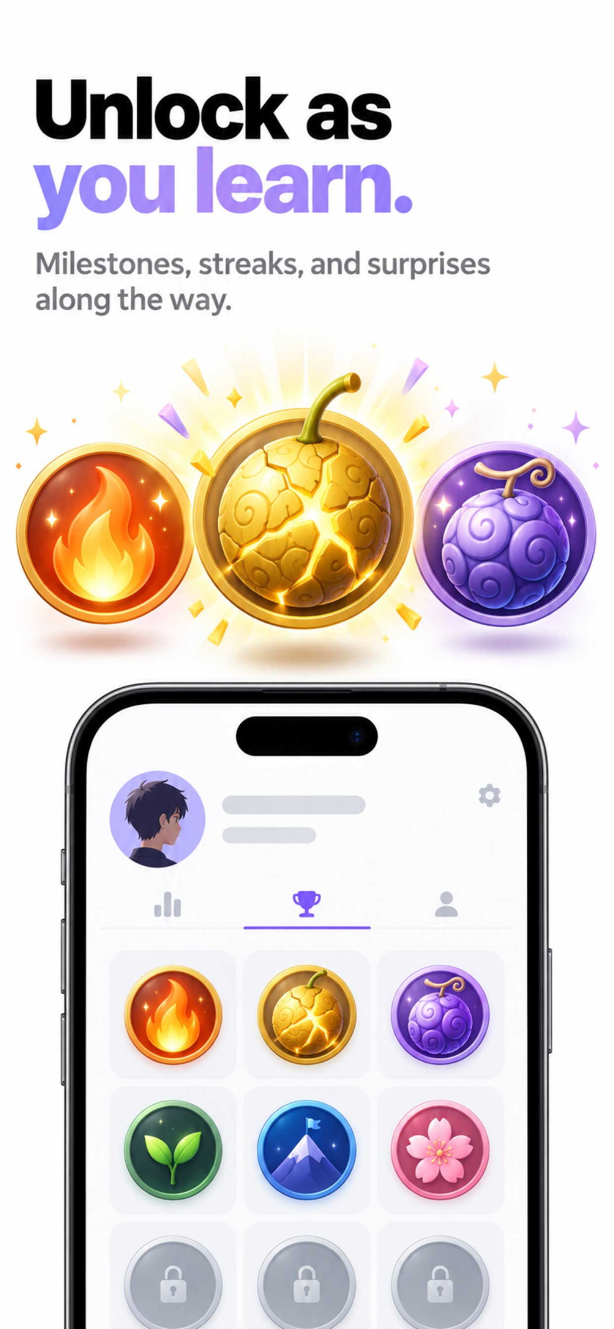 Achievement badges unlocked in the app